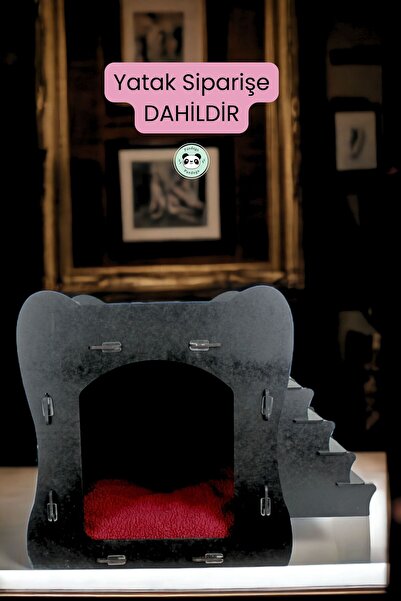 Pandogo Köpek Kulübesi Ahşap Köpek Evi Beyaz Siyah Model 3