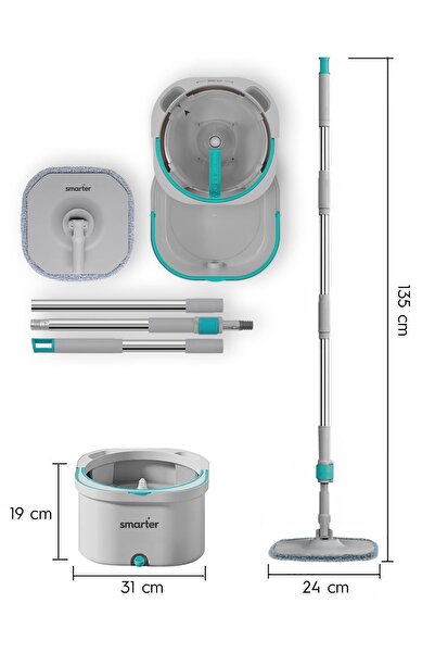 SMARTER Aqua Max Double Bucket Automatic Cleaning Kit - Water Separation, Mop Mop with Refills