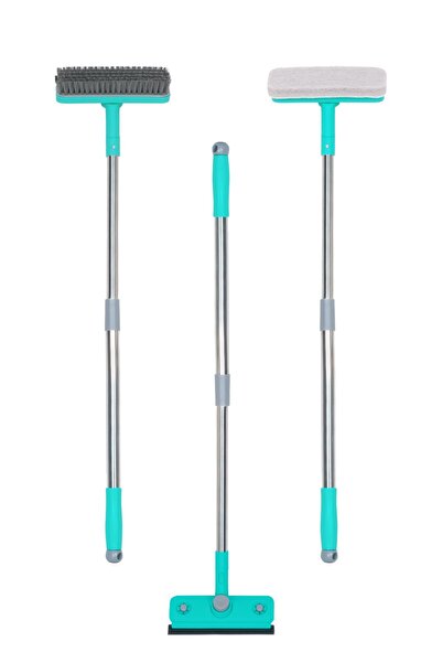 SMARTER Saplı Fırça Ve Sünger Seti Teleskopik Mop