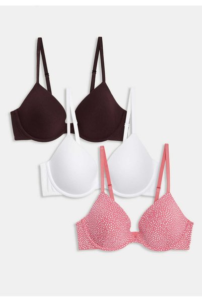 Marks & Spencer 3'lü Pamuklu Destekli Plunge T-Shirt Sütyeni Seti