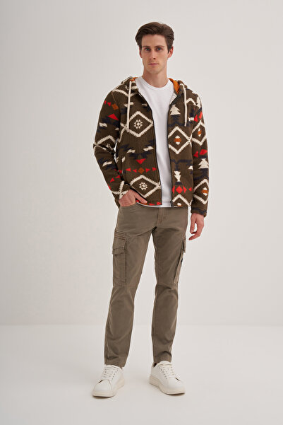 Cazador ERKEK KÜRKLÜ ÖNDEN FERMUARLI HAKİ SWEAT HIRKA CDR 5094