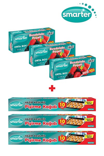 SMARTER 3 قطع كيس ثلاجة 100 قطعة 3 قطع كيس خبز 10 قطع