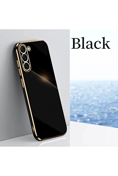 Fibaks Samsung Galaxy S24 / S25 Kılıf Parlak Kenarlı Altın Işlemeli Kamera Korumalı Kapak