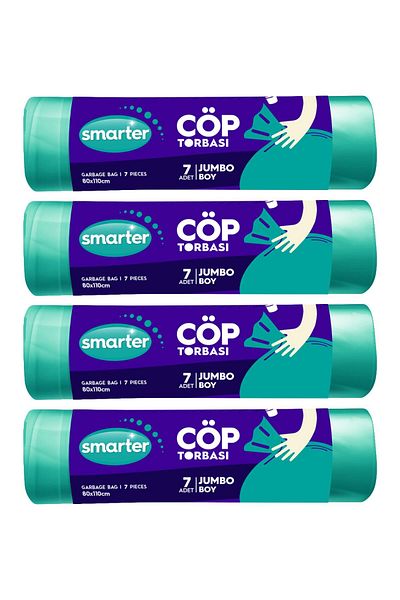 SMARTER 4 قطع من أكياس القمامة بحجم جامبو 80 × 110 سم