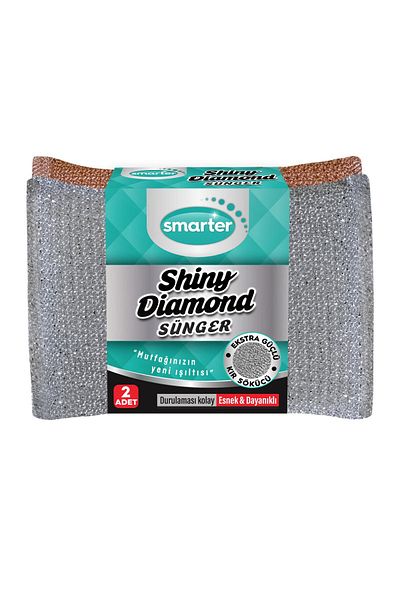 SMARTER Shiny Diamond Dish Sponge 2 Pieces Scouring Inox