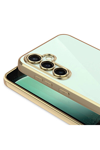 Fibaks Samsung Galaxy S23 FE Kılıf Kamera Lens Korumalı Şeffaf Renkli Logo Gösteren Parlak Kapak