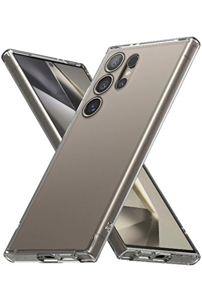 Fibaks Samsung Galaxy S24 Ultra Kılıf Kamera Korumalı Renksiz Şeffaf Esnek Renksiz Silikon Kapak
