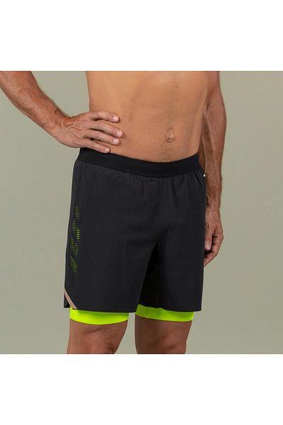 Decathlon Ανδρικό σορτς μαγιό Nabaiji Jammer - Μαύρο / Κόκκινο / Μπεζ - 500 Fiti