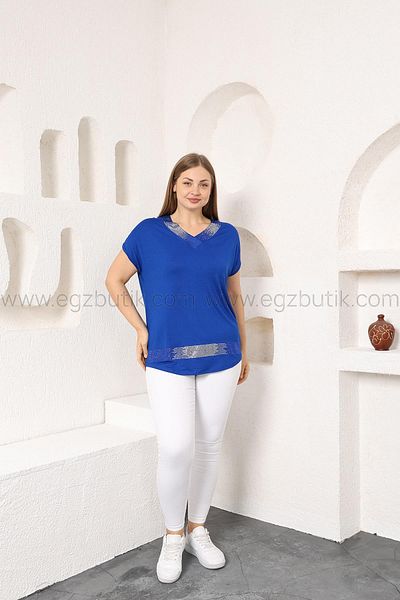 EGZEBRU Saxe Blue Blouse with Jewelled Collar and Skirts