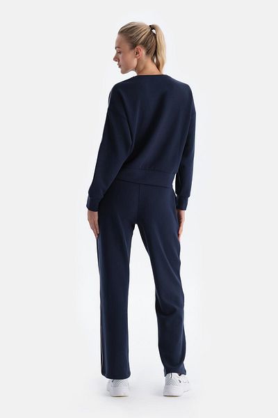 Dagi Marineblaues Modal-Sweatshirt für Damen