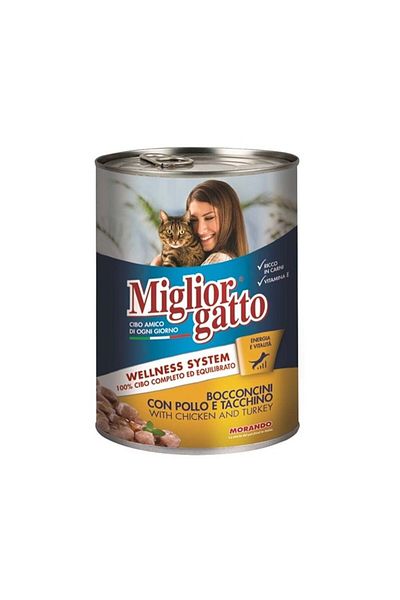 Miglior Pate with Chicken & Turkey Canned Cat Food, 405g, Pack of 12
