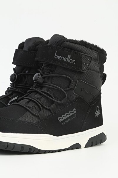 Benetton Siyah Beyaz Çocuk Bot Su Geçirmez Waterproof BNI-11000