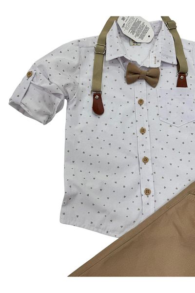Esterella 4144 Patterned Boys' / Straps and Bow Tie / Shirt Pants Men's Set