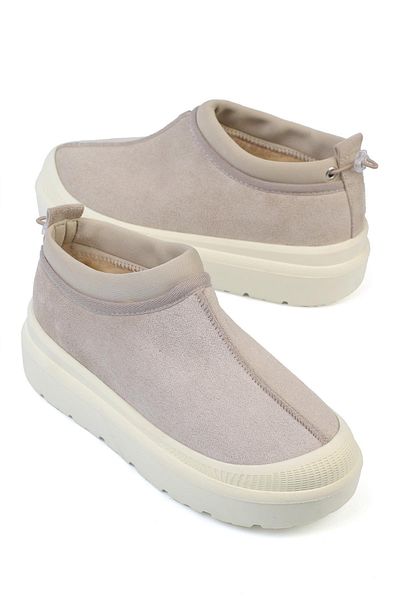 ShoeTek İlivana Γυναικείες Μπότες Μπεζ καστόρι με ελαστική πλάτη και γούνα στο εσωτερικό