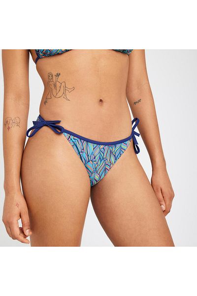 Decathlon Olaian Women's Drawstring Bikini Bottom - Turquoise - Geometric Pattern - Sofy