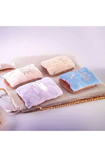 Woody Sofia Elektrikli sıcak su torbası el geçmeli yumuşak kılıflı desenli sıcak su torbası + Kalpli el ısıtıcı