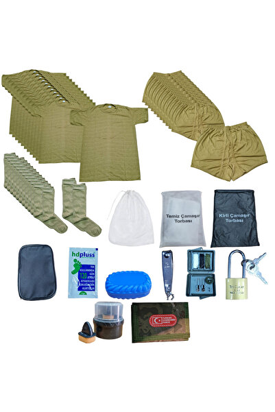 Genel Markalar 12'li Askeri Çamaşır Seti Fanila Boxer Çamaşır Filesi Bot Kilit Çorap Bedelli Ve Acemi