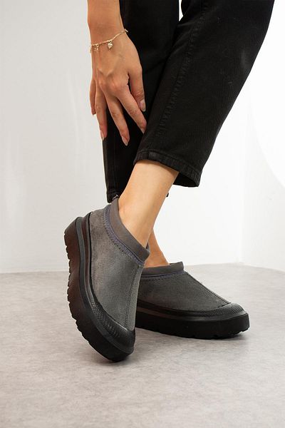 ShoeTek Elio Γυναικεία Μποτάκια με Ελαστική Πλάτη Παπούτσια Μαύρη Σόλα Γκρι Suede