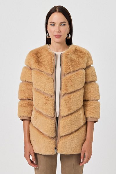 Deri Company Дамско кожено палто Rina Camel