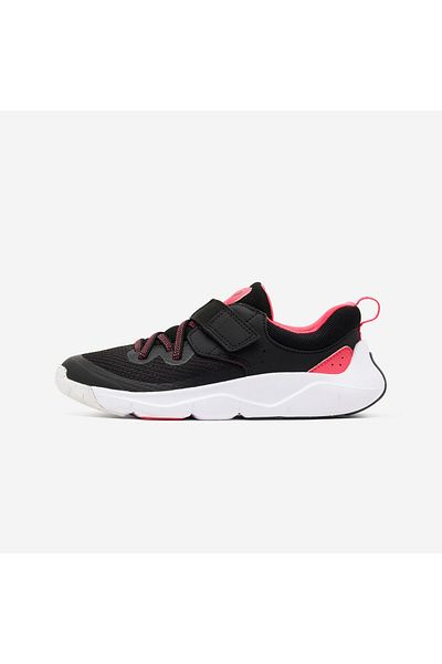 Decathlon حذاء رياضي للأطفال بسحاب ورباط مطاطي - أسود/وردي - سريع اللعب