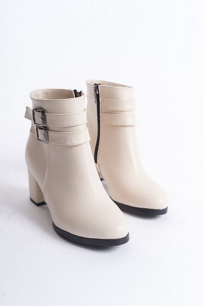 Santamarina Γυναικείες κοντές μπότες Hermina Beige Skin με διπλή πόρπη