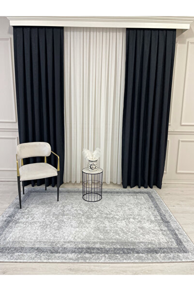 Brillant Açık Gri Renk  Bordürlü Desen Lateks Deri Taban Halı