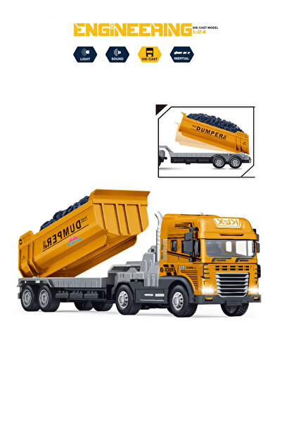 hediyecik Sesli Işıklı Metal Damperli Tır Oyuncak İş Makinesi 30 cm