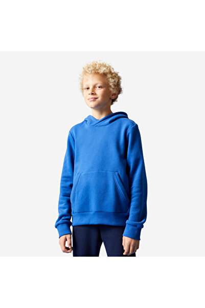 Decathlon Domyos Çocuk Mavi Pamuklu Kapüşonlu Sweatshirt