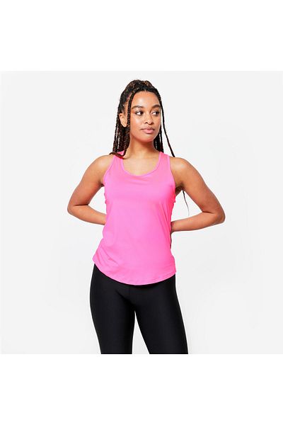 Decathlon Women's Pink Tank Top Domyos My Top 100 Sports Fitness Cardio