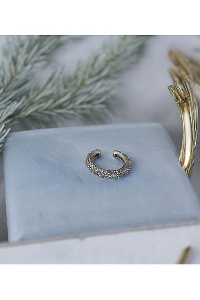 SİSTORİZE Your Luxury أقراط الغضروف من حجر الزركون الصلب ممتازة باللون الرمادي