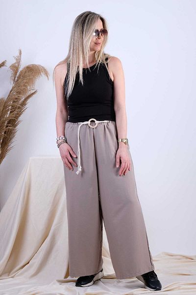 BEBE PLUS Indigo Elastic Waist Self-Belted Casual Trousers