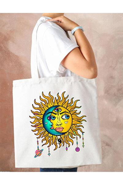 Outdoor One Güneş Baskılı Bez Çanta Büyük Boy Kadın Omuz Çantası CNT022