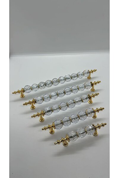 TRS MOBAKS TRS POLIMER 192 MM Mărgele de cristal transparent Mâner din aur Dulap Sertar Bucătărie Mâner pentru dulap