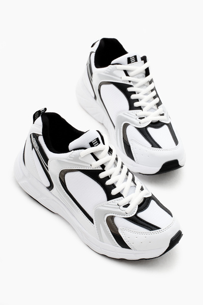 Tonny Black Unisex White Comfortable Fit Faylon Sole Lace-Up Sneakers