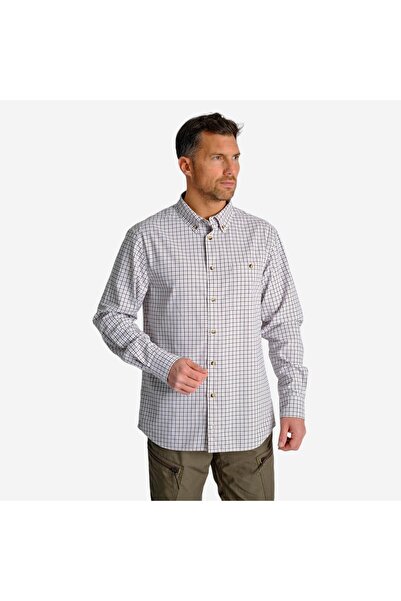 Decathlon Solognac Outdoor Gömlek - Avcılık Ve Doğa Gözlemi - Beyaz Kareli - 100