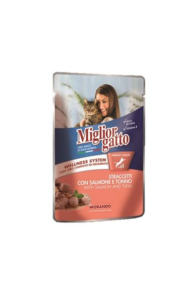 Miglior Gatto Salmon & Tuna Cat Food Pouches, 100g, Pack of 12