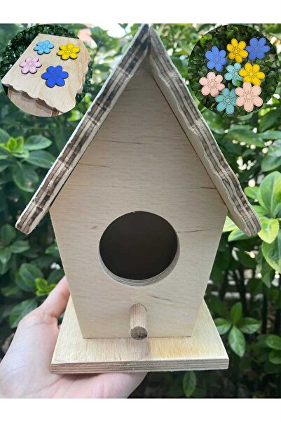 hayal tasarım AHŞAP BOYAMA - KUŞ YUVASI (Renkli Çiçek Hediyeli)