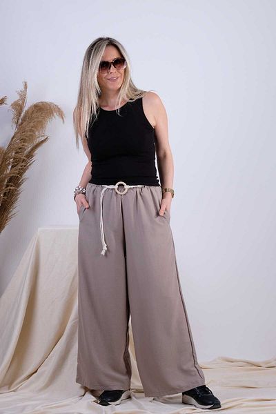 BEBE PLUS Indigo Elastic Waist Self-Belted Casual Trousers