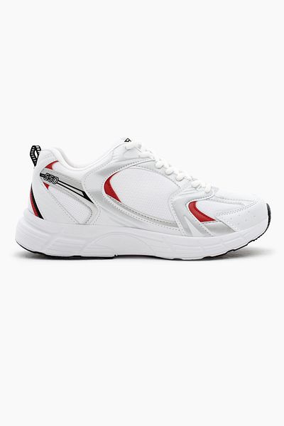 Tonny Black Unisex White Red Comfortable Fit Faylon Sole Lace-Up Sneakers