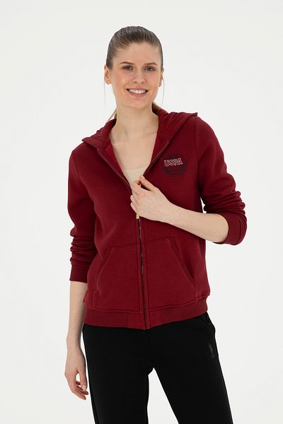 U.S. Polo Assn. Hanorac cu glugă de damă Bordeaux 50272076 -vr014
