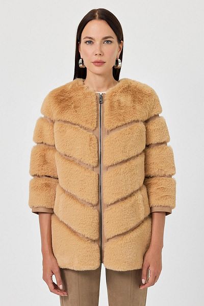 Deri Company Дамско кожено палто Rina Camel