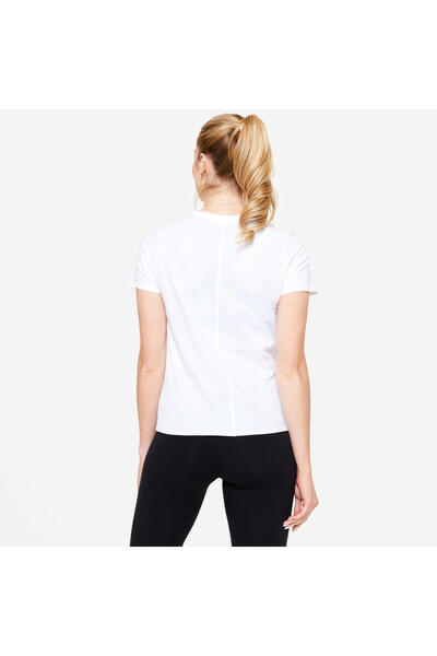 Decathlon Domyos Women's White Regular Sports T-Shirt 100 - Fitness Light Training