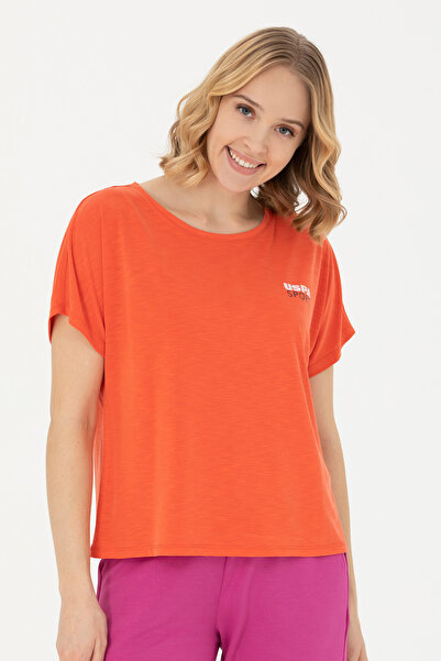 U.S. Polo Assn. Kadın Turuncu Bisiklet Yaka Tişört 50271621-VR181
