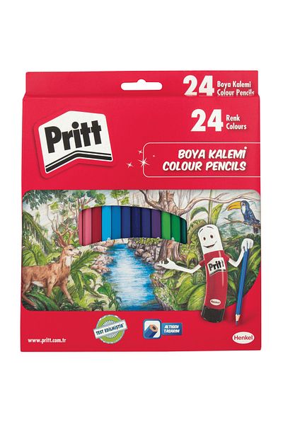 Henkel Pritt Set of 24 Long Dry Crayons |   Vibrant and Lasting Colors