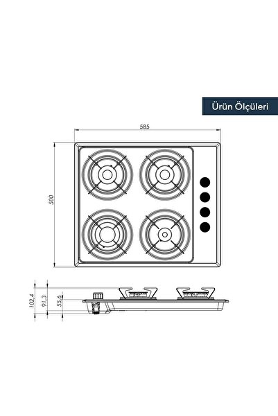 KUMTEL M6-40BF Ankastre Violet Ocak - Siyah