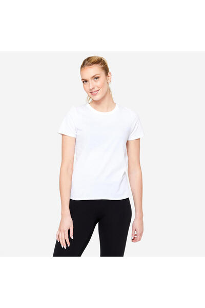 Decathlon Domyos Women's White Regular Sports T-Shirt 100 - Fitness Light Training