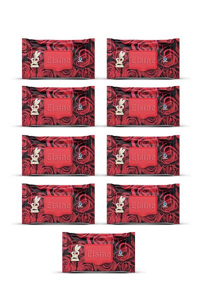 Mu Art 9 Pack Red Rose Wet Towels 90 Pieces with Lids Rose Scented
