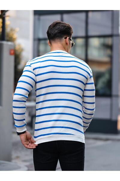 Valiberta Pulover cu gât cu dungi orizontale - Albastru