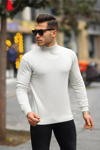Valiberta Raglan Sleeve Half Fisherman Thin Sweater - Stone