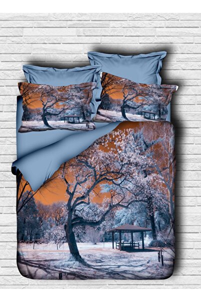 Fabeteks Winter Bear Scenery 3D Digital Double Duvet Cover Set